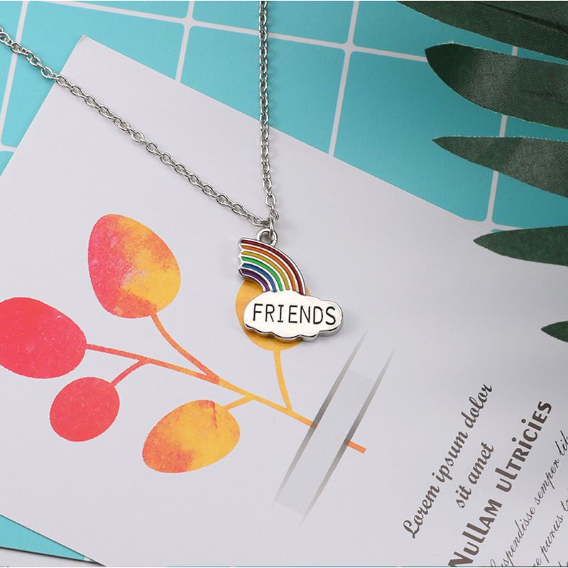 Set 2 dây chuyền mặt ghép hình cầu vồng cho bạn thân