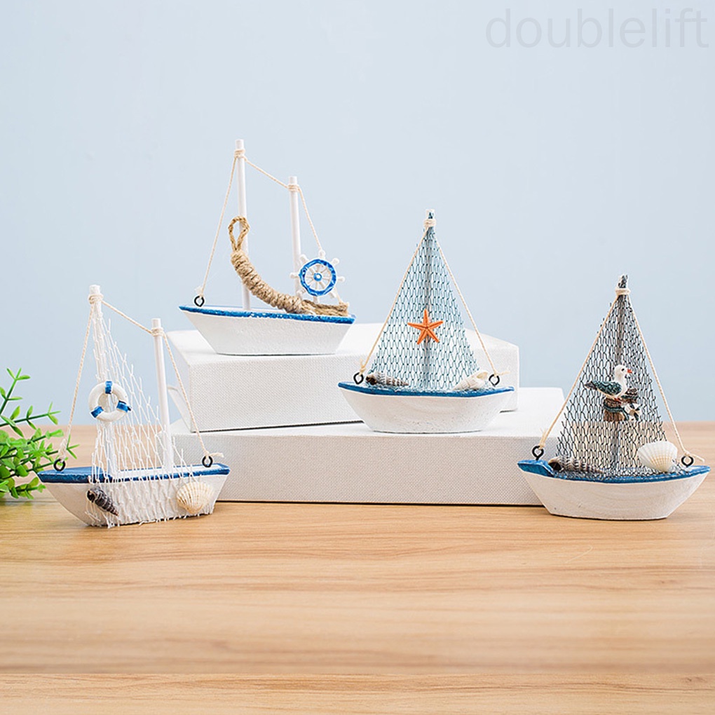 Đồ trang trí mô hình thuyền buồm mini bằng gỗ để bàn nhà cửa / văn phòng / khách sạn