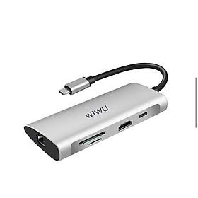 Hub Chia Cổng USB Type C Đa Năng 8 In 1 WiWU Alpha A831HRT 8 Giao Diện - Hàng Chính Hãng