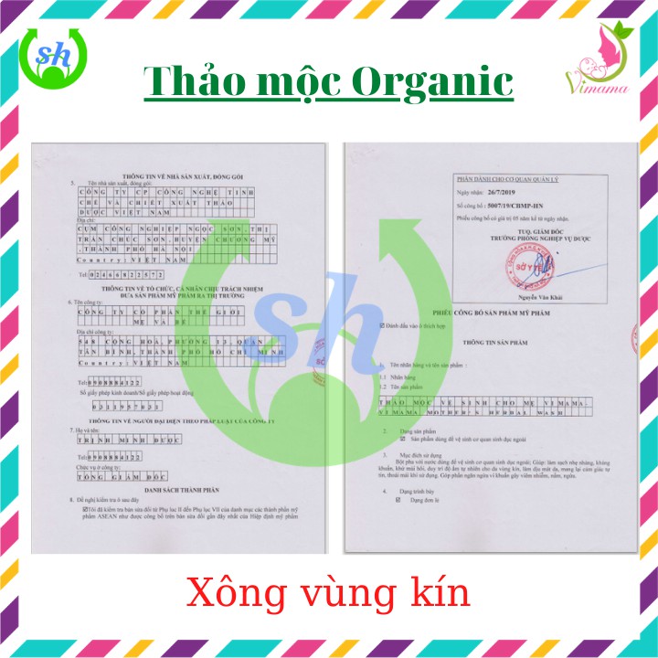 Thảo mộc xông vùng kín Vimama Organic - hộp 15 gói túi lọc