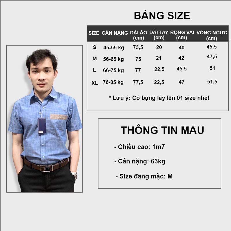 Áo sơ mi nam tay ngắn form rộng đẹp công sở HL05