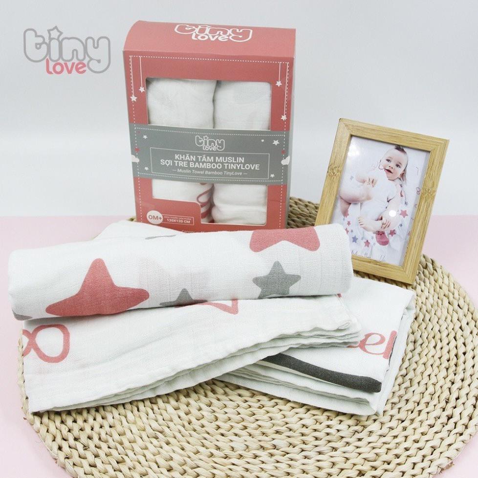 FREE SHIP !!! Set 2 khăn tắm đa năng Muslin sợi tre Bamboo TinyLove phù hợp sử dụng như chăn đắp, quấn ủ cho bé