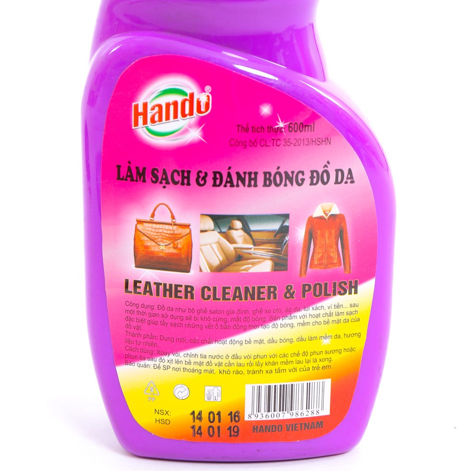 Dung dịch vệ sinh đồ da đánh bóng và khôi phục độ mới ban đầu Hando 600ml