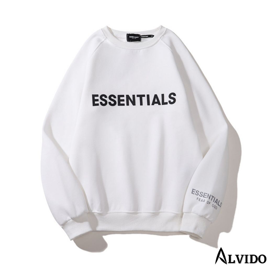 ÁO NỈ HOODIE ESSENTIALS ÁO SWEATER IN CAO SU NỔI, ÁO NỈ BÔNG UNISEX NAM NỮ