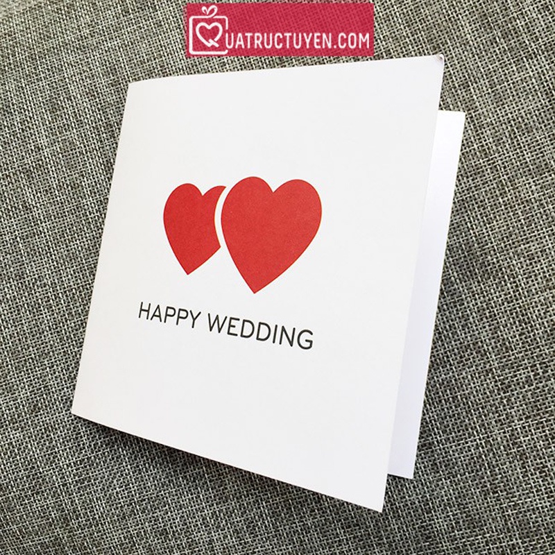 Thiệp vuông gấp Chúc Mừng Đám Cưới quà tặng  - Happy Wedding