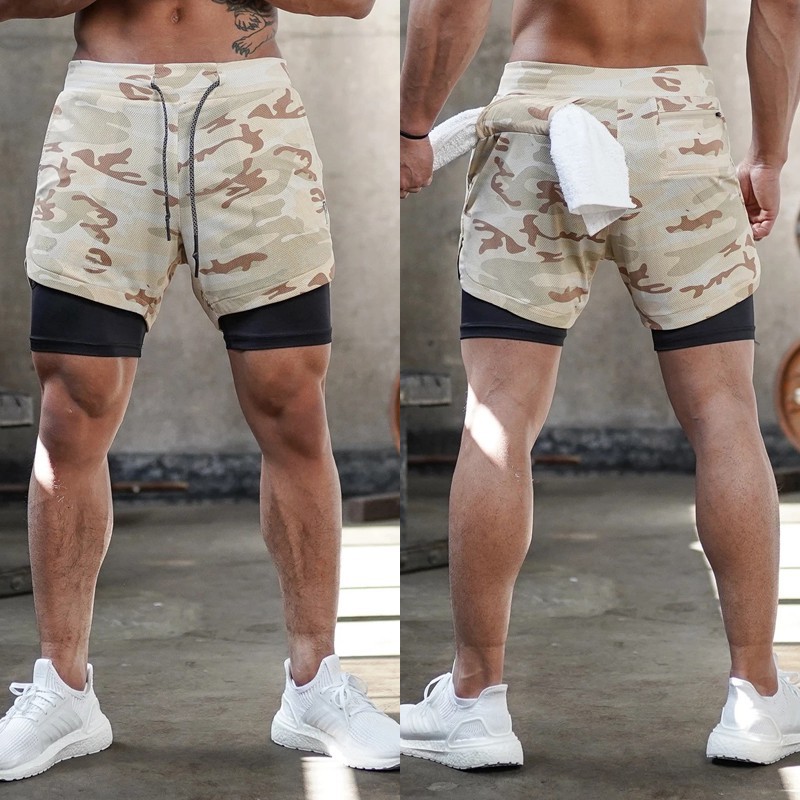 Quần short thể thao 2 trong 1 thiết kế 2 lớp thoáng khí nhanh khô dành cho nam