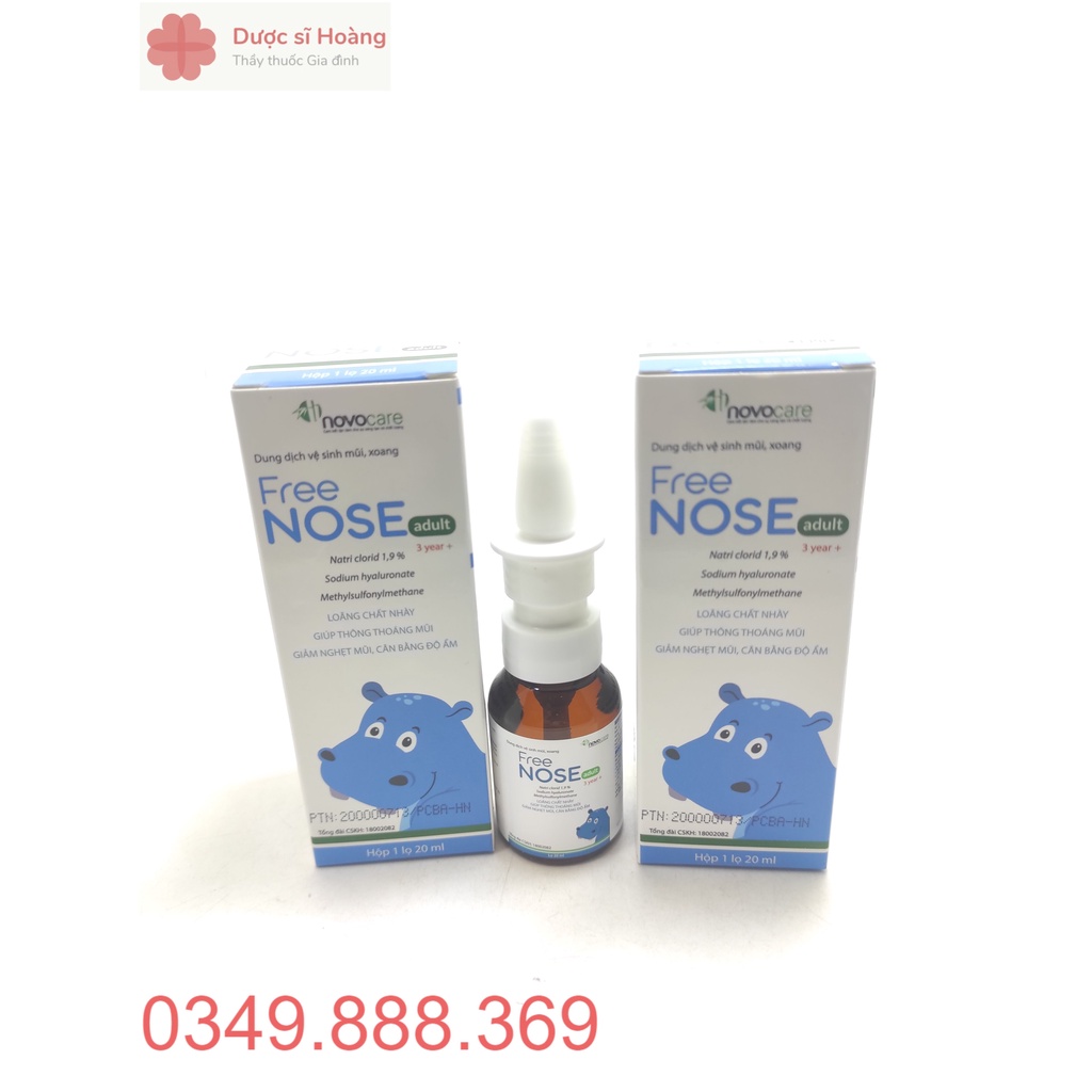 [Chính hãng] Dung Dịch Vệ Sinh Mũi Free Nose Kid và Free Nose Adult - Cho trẻ từ 6 tháng - Người lớn - Lọ 20ml