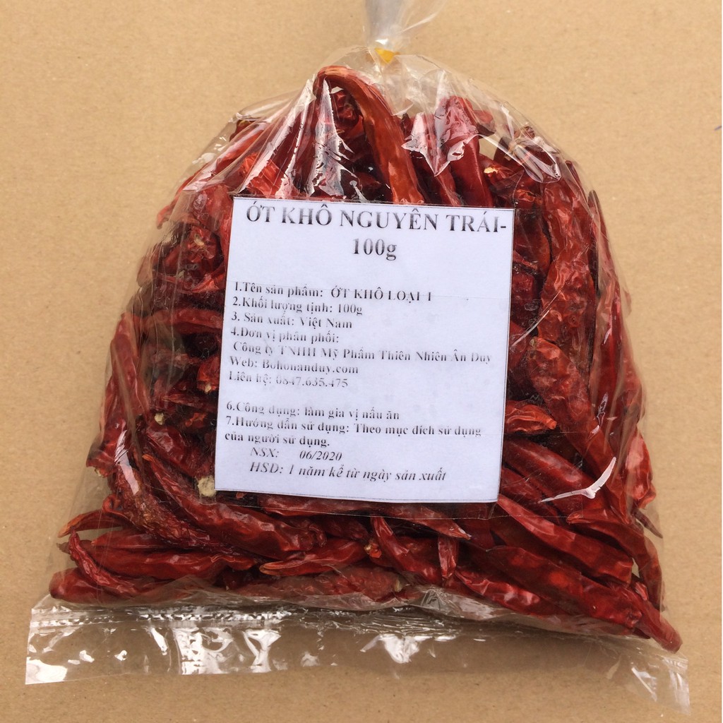 ỚT KHÔ NGUYÊN QUẢ 100g