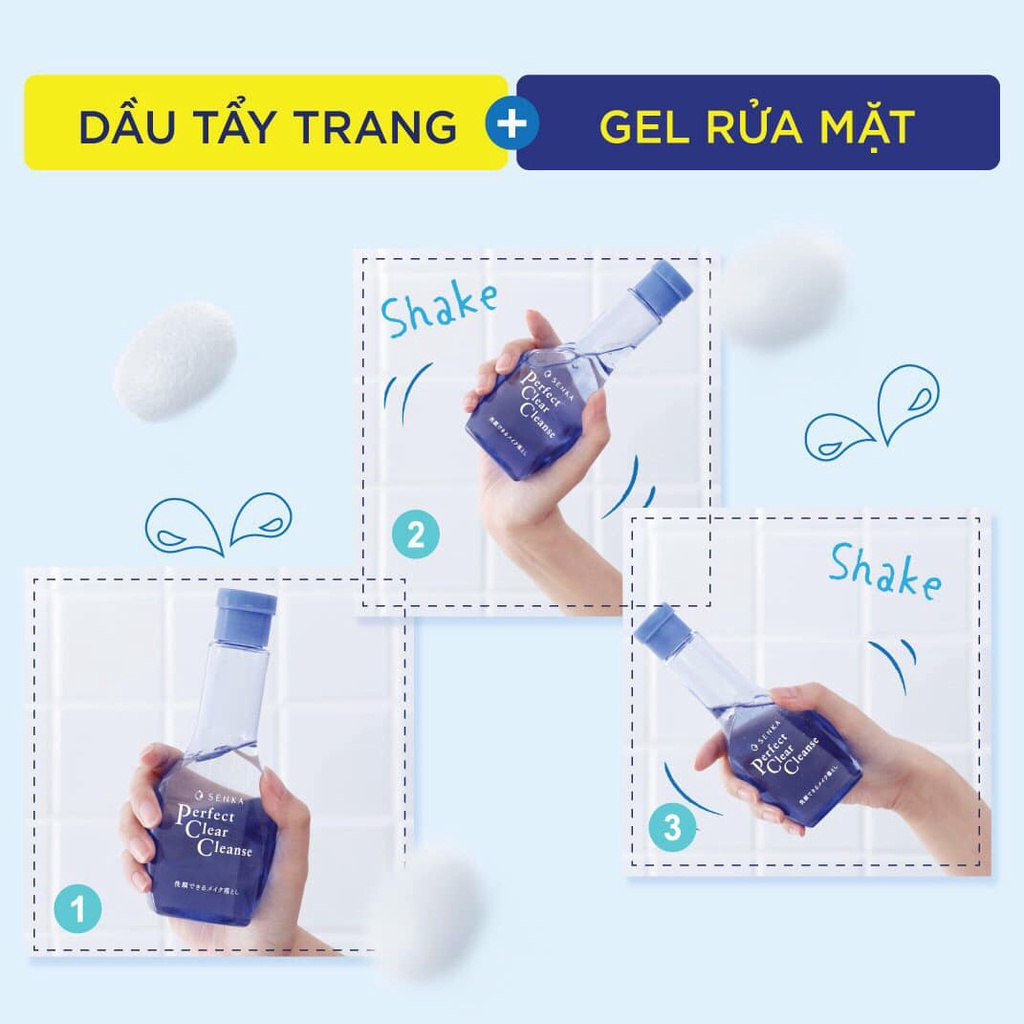 [DATE 18/08/2023] Gel rửa mặt và tẩy trang 2 trong 1 Senka Perfect Clear Cleanse fullsize 170ml (Nhật Bản)
