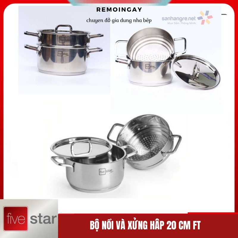 Bộ Nồi Xửng 3 Đáy Inox 304 Fivestar Plus 20cm FPNX20001 HÀNG CHÍNH HÃNG FIVESTAR Bảo Hành 25 Năm