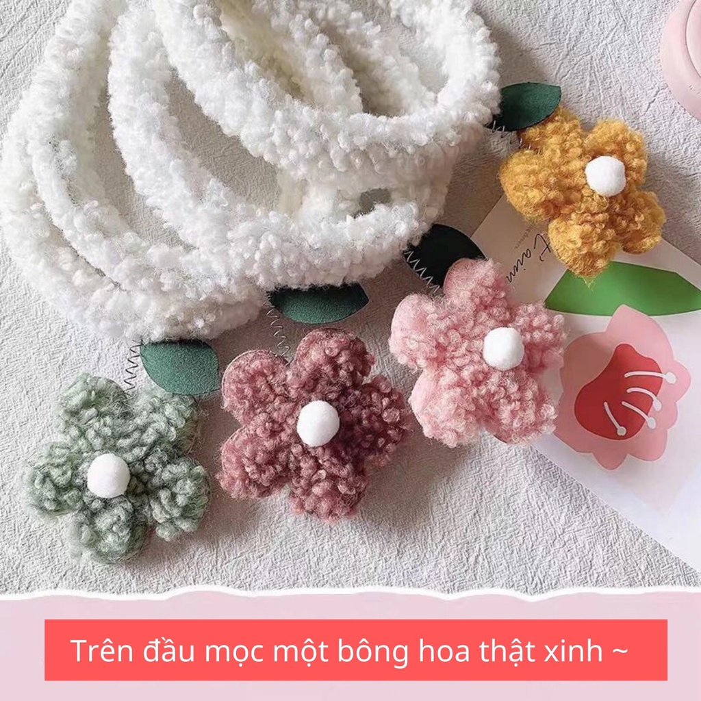 Băng đô cài tóc nhún DOUDOU Bờm cài tóc vải nhún phong cách Hàn Quốc FG019