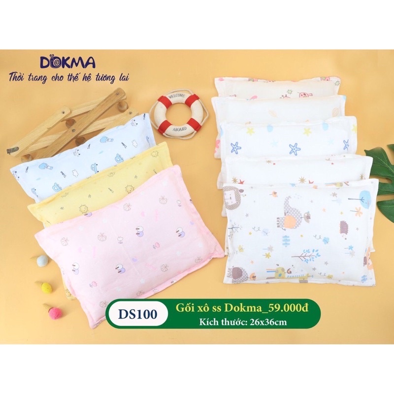 Gối cho bé sơ sinh Dokma, gối xô sơ sinh kích thước 35cm x 20cm ruột bông BETUTI