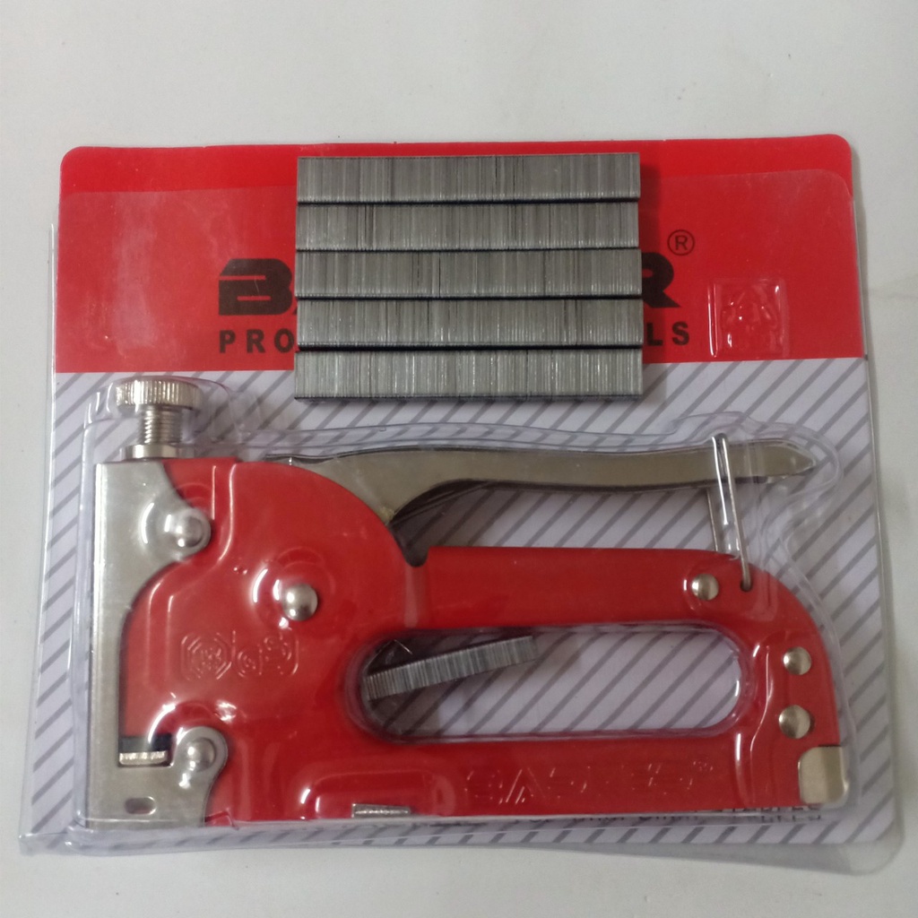 Súng bắn ghim - Kìm bắn đinh ghim cầm tay có tăng lực, đa năng, tiện dụng - ghim 16/6 - Kềm bắn gỗ (Đỏ)