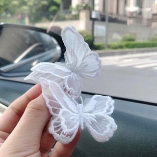 Set 4 bướm thêu trắng đa năng làm kẹp tóc dây chuyền khâu váy áo