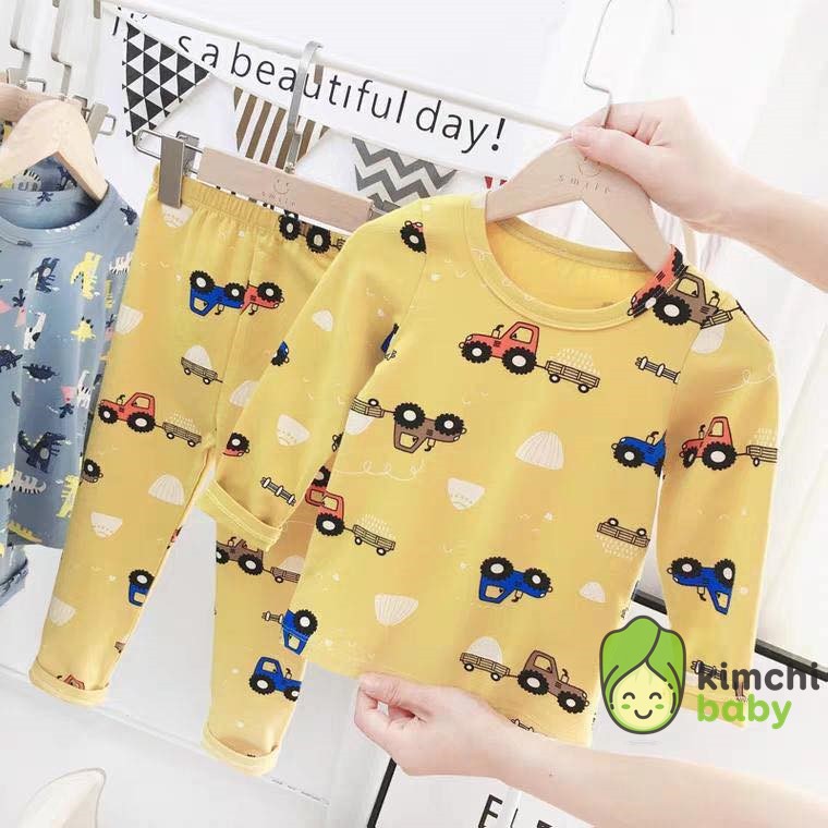 Bộ Dài Cotton Cao Cấp Hàng Minky Mom Họa Tiết Ô TÔ - Khủng Long Cho Bé (6-19kg) MKM02