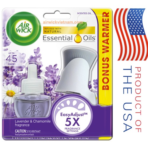 Bộ tinh dầu thơm cắm điện Mỹ Air Wick Lavender& Chamomile, 5X More USA