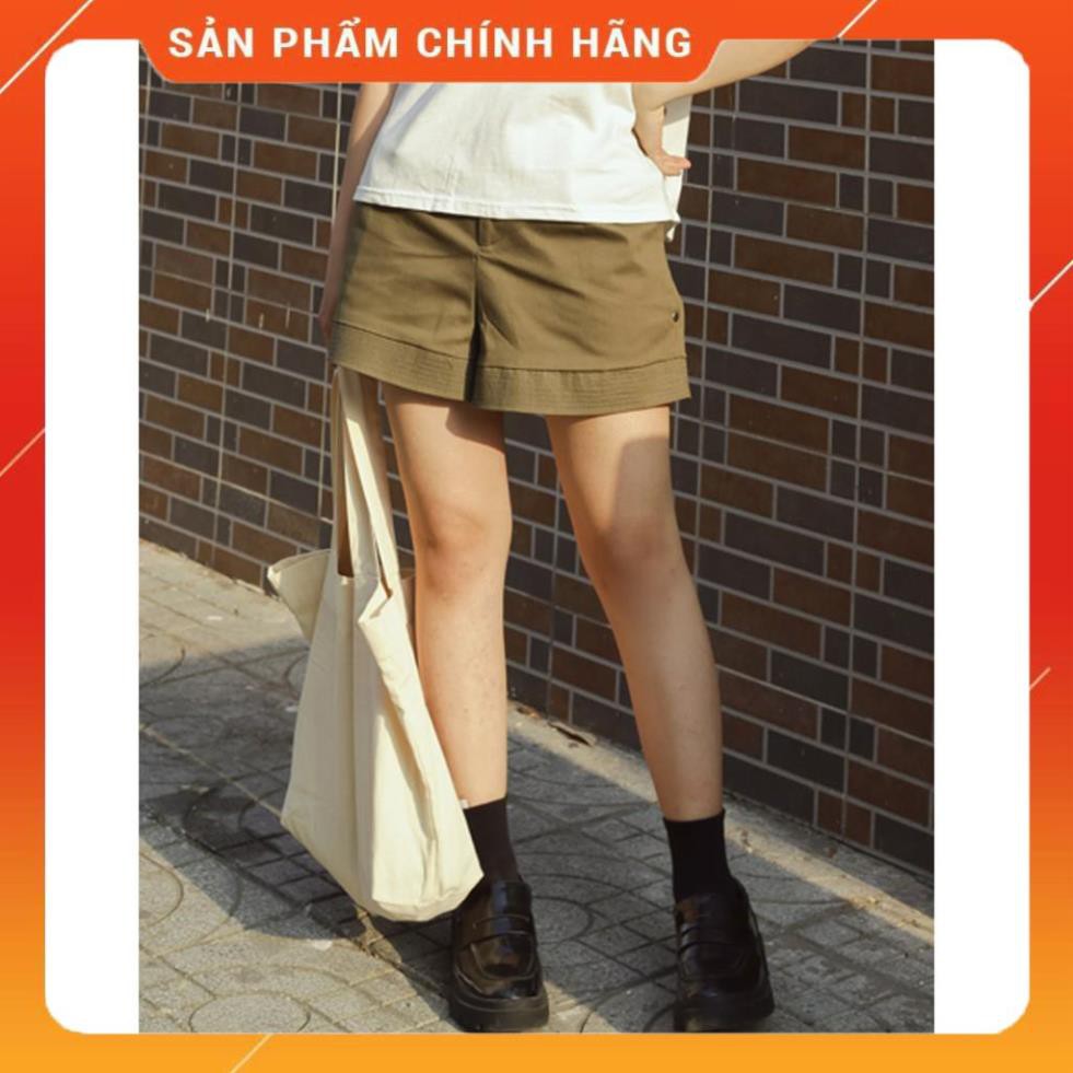 Quần short nữ dáng suông thời trang GAGO high waist plain short màu xanh rêu GO3222 -bl1
