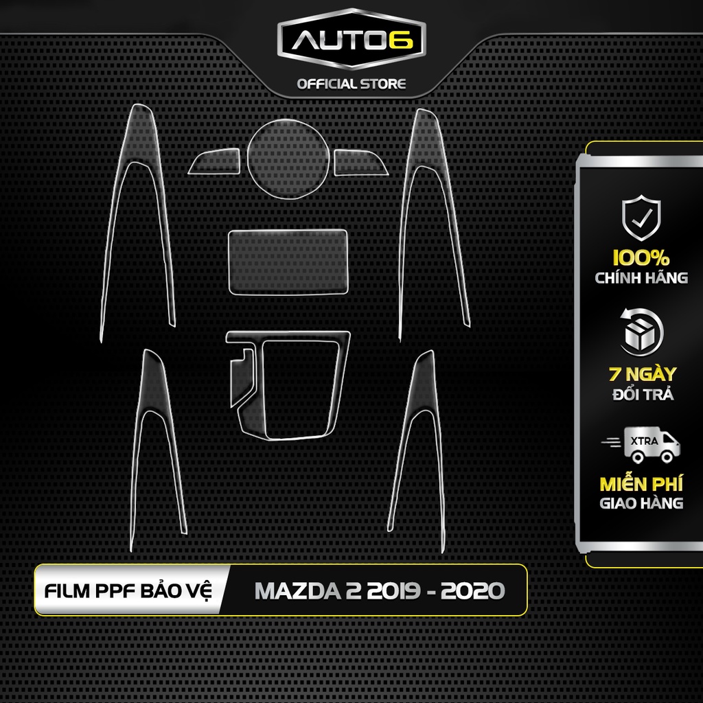Bộ 4 chi tiết Film PPF trong suốt dán xe MAZDA2 2019-2022 chống xước bảo vệ nội thất ô tô - AUTO6