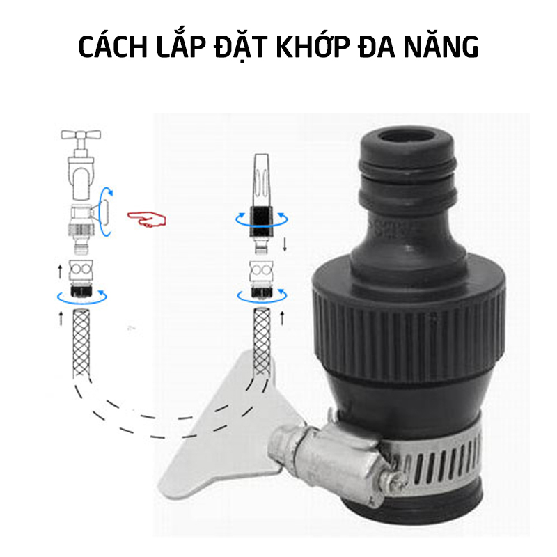 Bộ khớp nối đa năng kết hợp với vòi nước máy không ren, nút thắt cổ dê nối máy rửa xe với vòi nước trực tiếp C0004-16