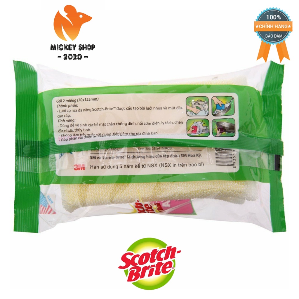 [ BỀN &amp; TỐT ] Lưới cọ rửa đa năng tiện dụng Scotch Brite 3M (Gói 2 miếng) - CHÍNH HÃNG