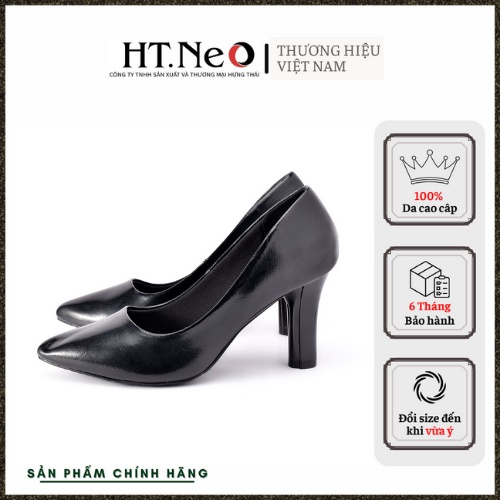 Giày cao gót 8cm - Giày nữ HT.NEO Da bò thật, thiết kế da bóng, trẻ trung, năng động,gót cao su chông tiếng ồn CS199