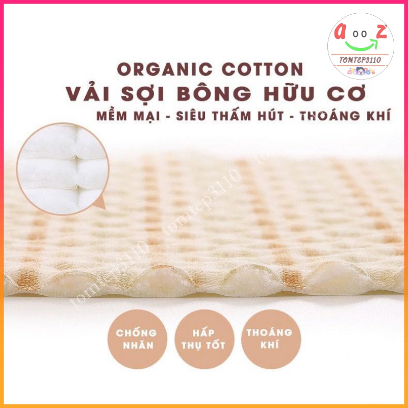 Thảm Lót Chống Thấm Cho Bé 100% Coton Tự Nhiên - Tấm Lót ORGANIC Kích Thước 70x120cm, 70x90cm, 50x70cm, 30x45cm