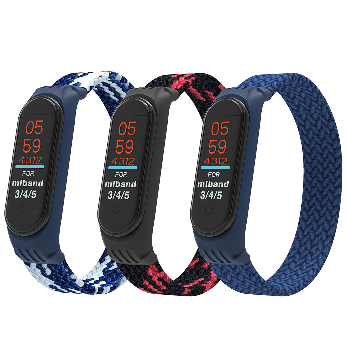 Dây đeo sợi nylon thay thế cho đồng hồ thông minh Xiaomi Mi Band 5 6 3 5 4 3 AMAZFIT