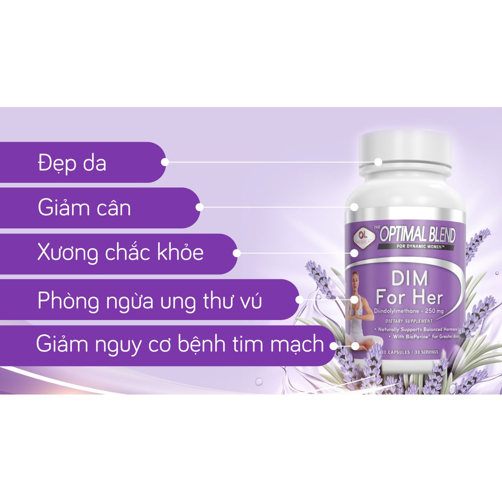 Viên Uống Hỗ Trợ Cân Bằng Nội Tiết Tố Nữ Olympian Labs Dim For Her 30 Viên