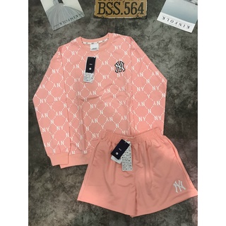 Set nỉ da cá monogram unisex thể thao hottrend màu hồng cam