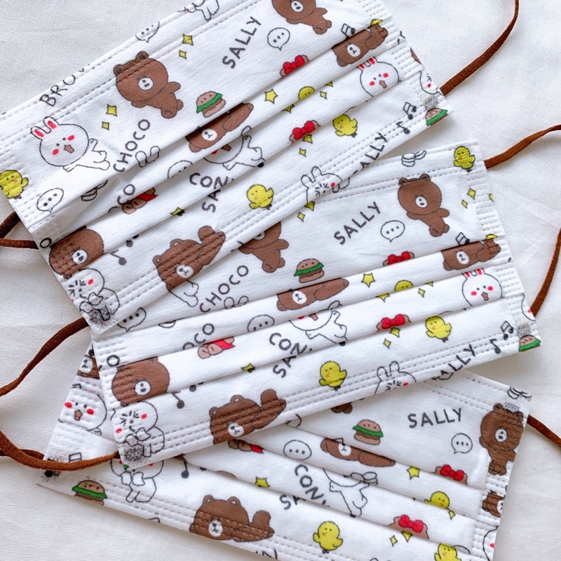 10 cái khẩu trang in hình gấu Choco and Sally) cho người lớn và trẻ em