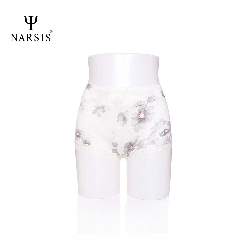 Quần lót đùi nữ Narsis N8001 màu trắng ngà hoa ghi