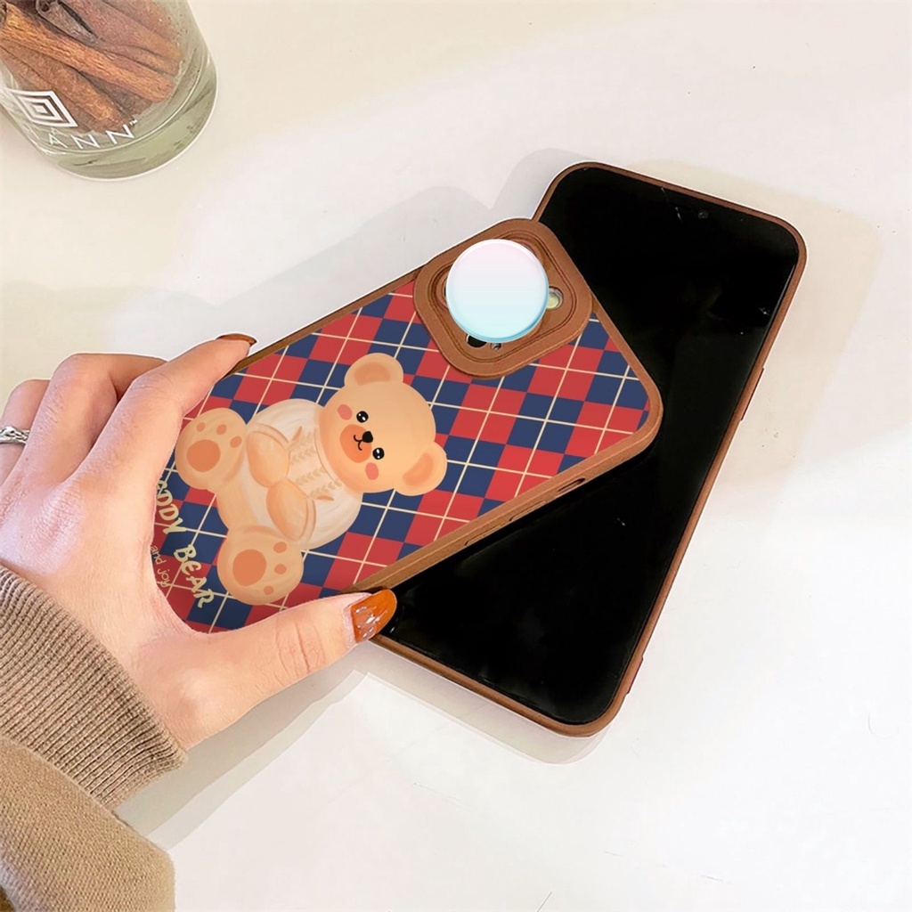 Ốp lưng iphone Brown Teddy lưng bóng cạnh vuông 6splus/7/7plus/8/8plus/x/xr/xs/11/12/13/pro/max/plus/promax
