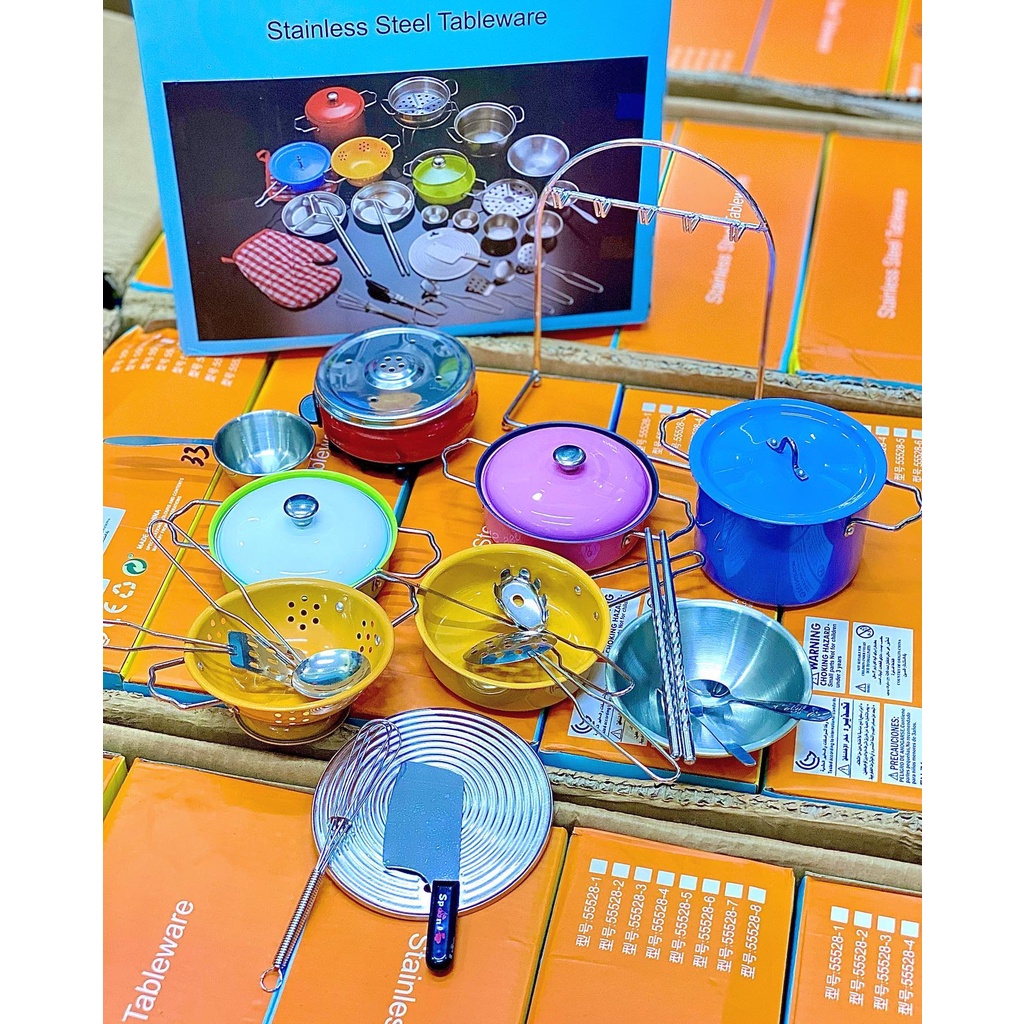 ĐỒ CHƠI NẤU ĂN 23 CHI TIẾT INOX CHO BÉ