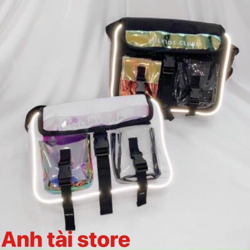 Túi đeo chéo COKI CLUB nam nữ phản quang chất vải canvas chống nước siêu bền phong cách Hàn Quốc AT002