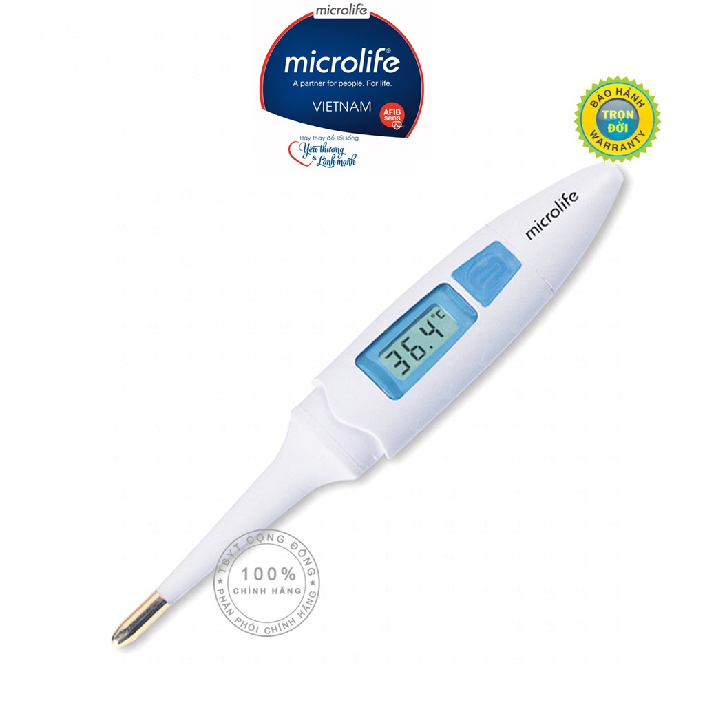 Nhiệt kế điện tử Microlife MT200 - Đo nhanh 10 giây cho kết quả , đầu mềm mạ vàng , chống kích ứng da - Hàng Chính Hãng