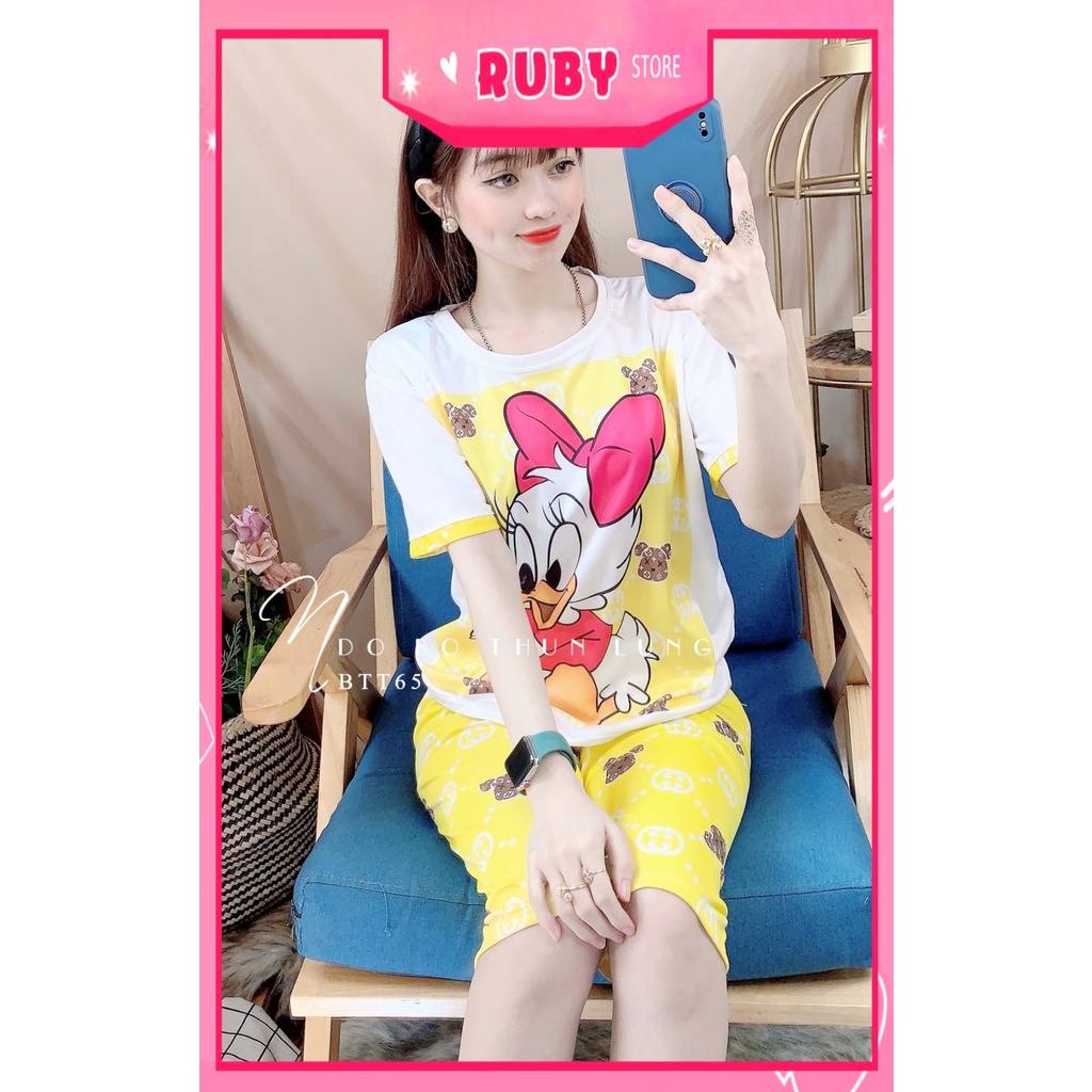 Đồ bộ nữ mặc nhà chất thun mềm mát in hình vịt hoạt hình dễ thương BTT65