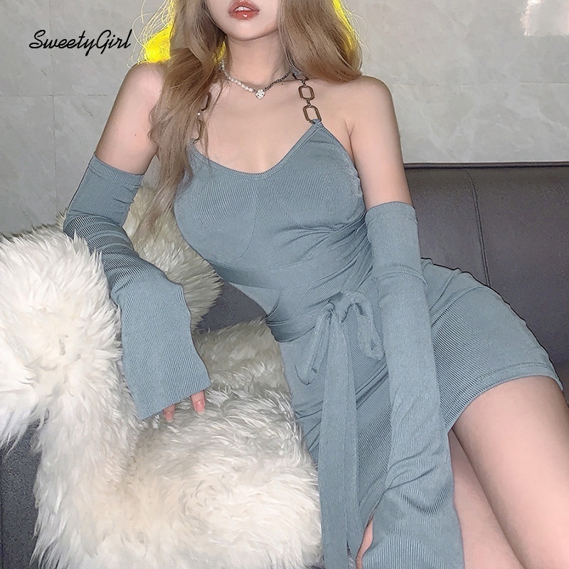 Đầm ôm dáng tay dài hở lưng màu sắc thời trang cho nữ