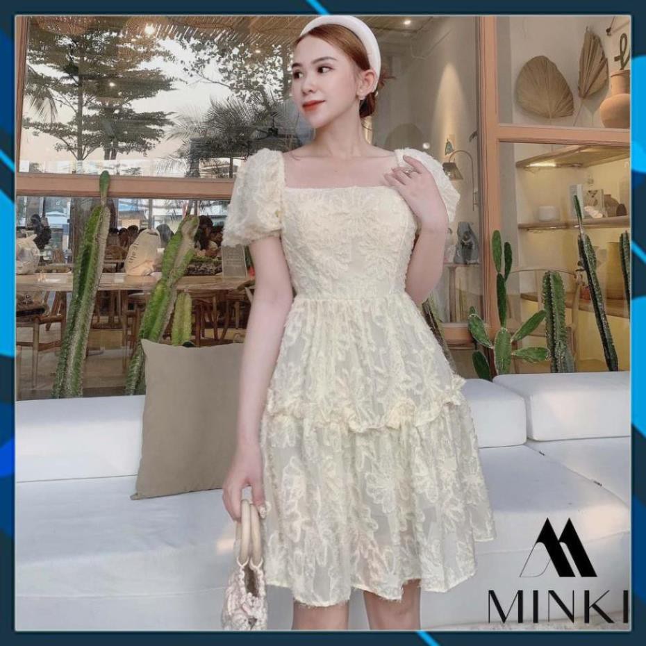 [ HOT DEAL ]  Váy Cổ Vuông Hở Lưng -  100% Lụa Lông Vũ Cao Cấp - 2 màu Xanh - Trắng - Đầm Xòe Tôn Dáng Dáng Yêu [][] | BigBuy360 - bigbuy360.vn