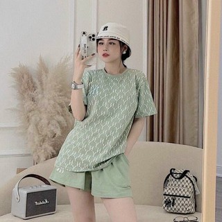 set áo phông N.Y hoạ tiết quần đùi nữ 💖FREESHIP💖 Áo thun cotton mix quần shorts cá tính AD138