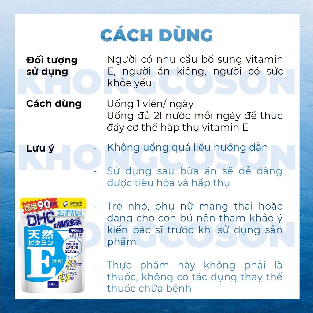 Viên Uống DHC Bổ Sung Vitamin E Điều Hòa Nội Tiết Tố và Chống Lão Hóa - Khongcoson