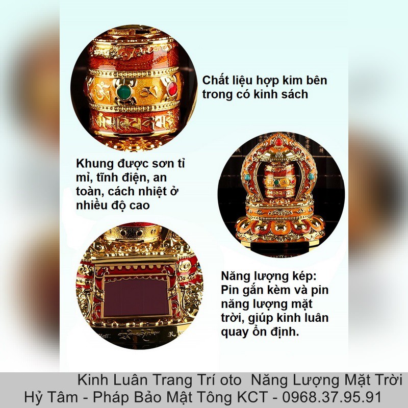 |Cao Cấp| Kinh Luân Trang Trí Ôtô Năng Lượng Mặt Trời Sơn Tĩnh Điện Nạm Men Ngọc