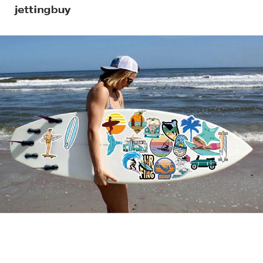 Bộ 50 miếng dán JETTING trang trí vali / laptop / ván trượt / xe hơi họa tiết lướt sóng mùa hè