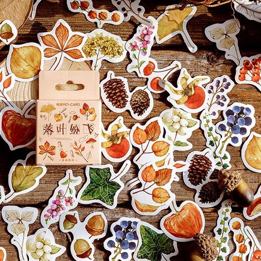 Hộp 46 miếng sticker mẫu lá phong và mùa thu