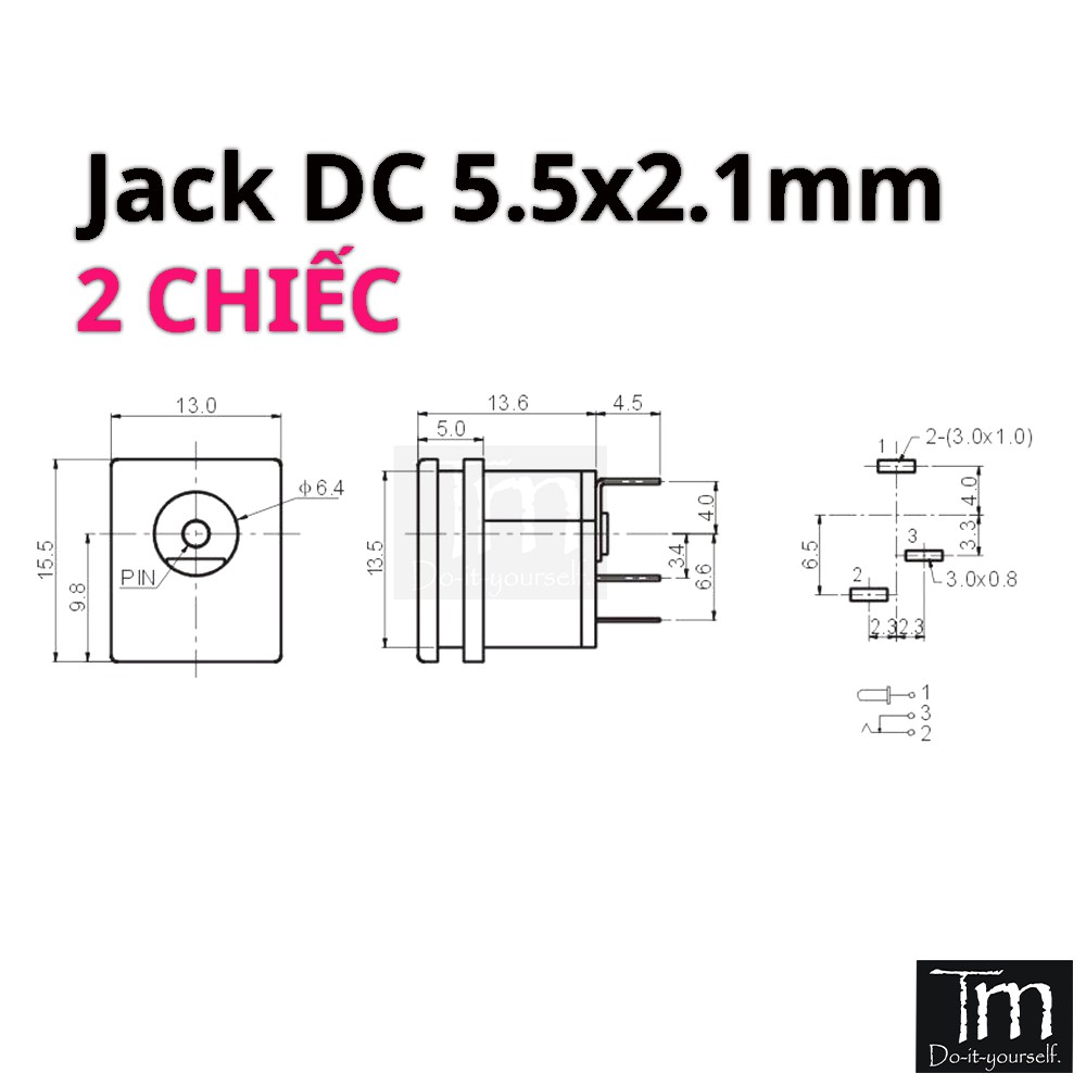 2 Chiếc Jack DC 5.5x2.1mm DC-015