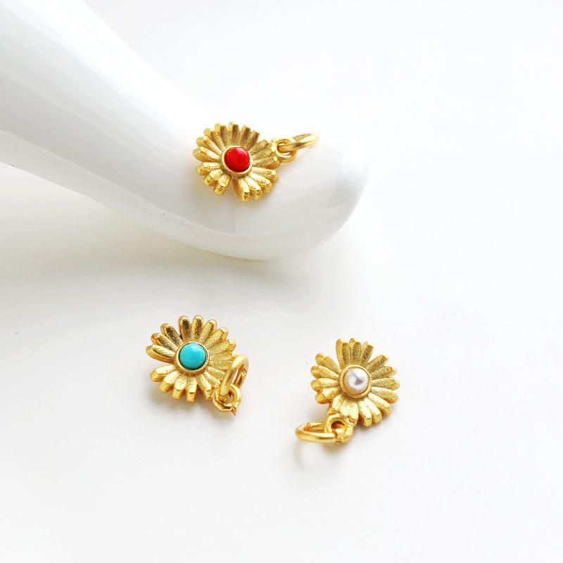 Mặt Dây Chuyền Hình Hoa Hướng Dương Mạ Vàng 18K 9mm diy