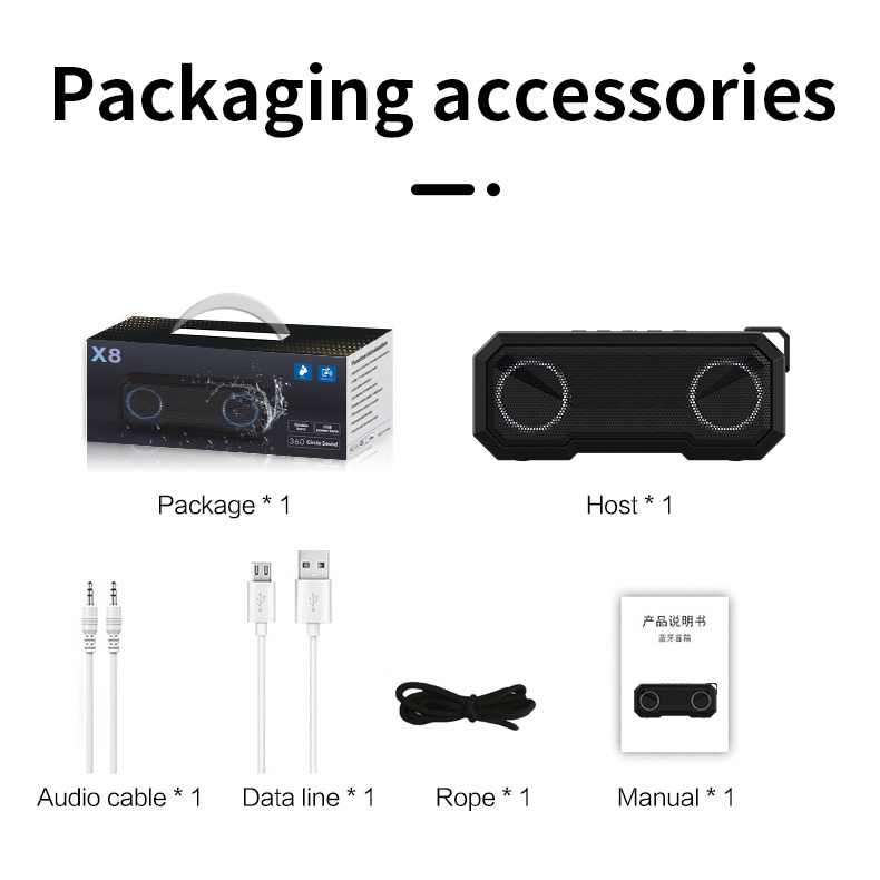 Loa nghe nhạc bluetooth NUTEK X8 để bàn có đèn led chính hãng không dây, chuẩn IPX7, pin siêu trâu