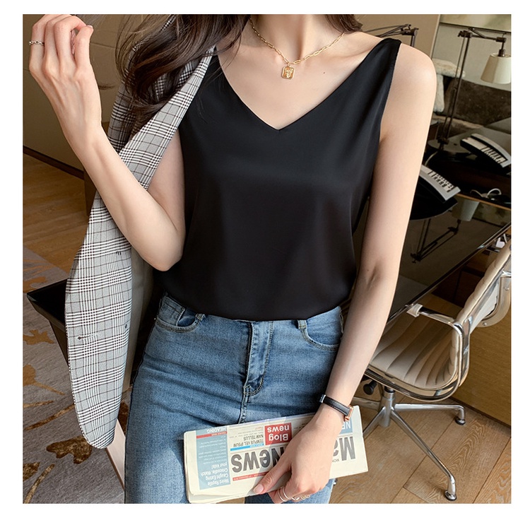 Áo lụa 2 dây nữ cổ Tim, thiết kế cao cấp lụa satin ngoc trai, Áo Lụa Nữ 2 dây bản rộng cổ trễ thiết kế hàng đẹp | BigBuy360 - bigbuy360.vn