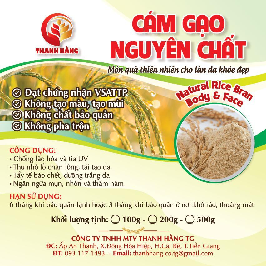 TINH BỘT CÁM GẠO NGUYÊN CHẤT THANH HẰNG - Mặt Nạ / Tắm Trắng - Cám Gạo