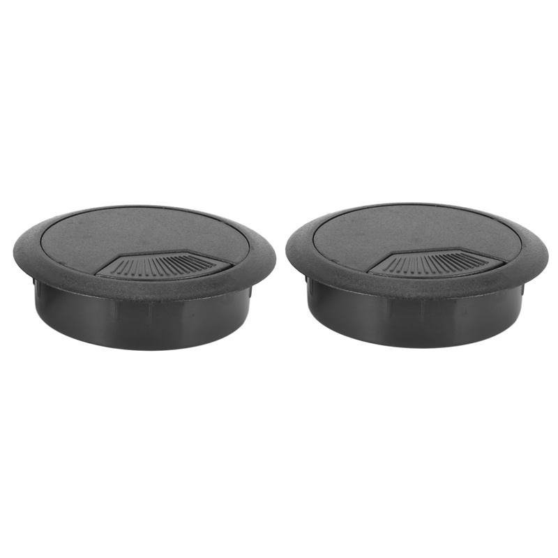 Set 10 nắp đậy lỗ luồn dây điện bàn máy tính hình tròn bằng nhựa màu đen 50mm