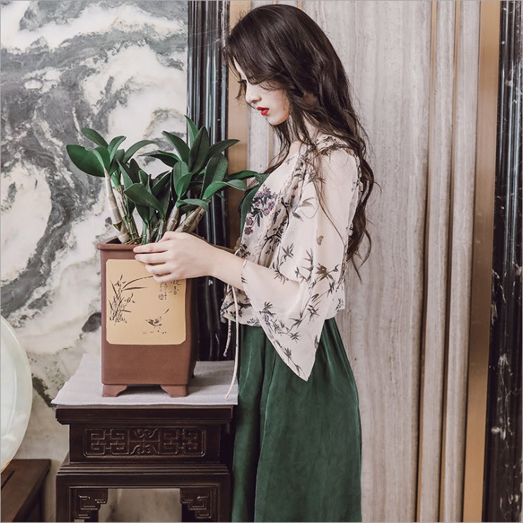 G9951 - Áo choàng nữ chiffon họa tiết